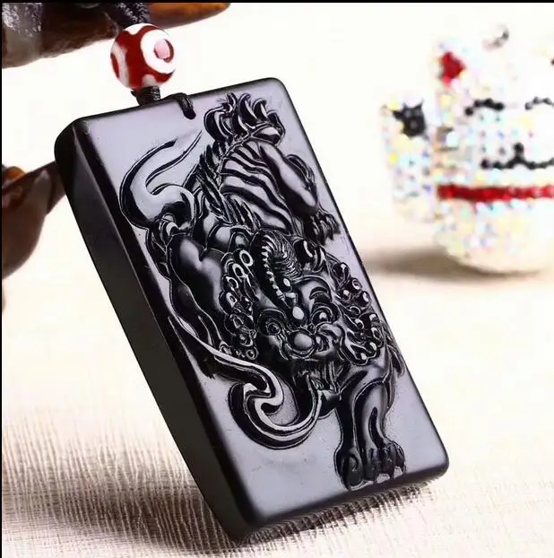 ZCD 1210 + ожерелье с натуральным обсидиановым тигром|brave pendant|obsidian necklaceobsidian pendant |