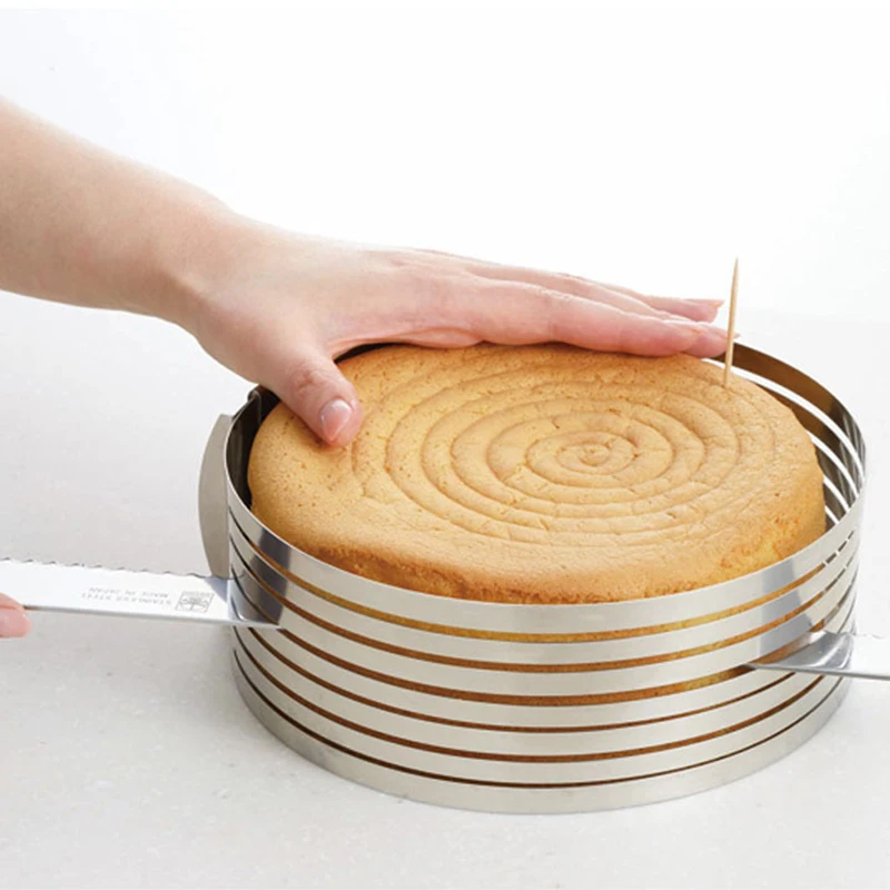 Cake Slicer Cutter 16-20cm Adjustable Retractable Circular Ring Layered Mould Stainless Steel Baking Tools | Дом и сад