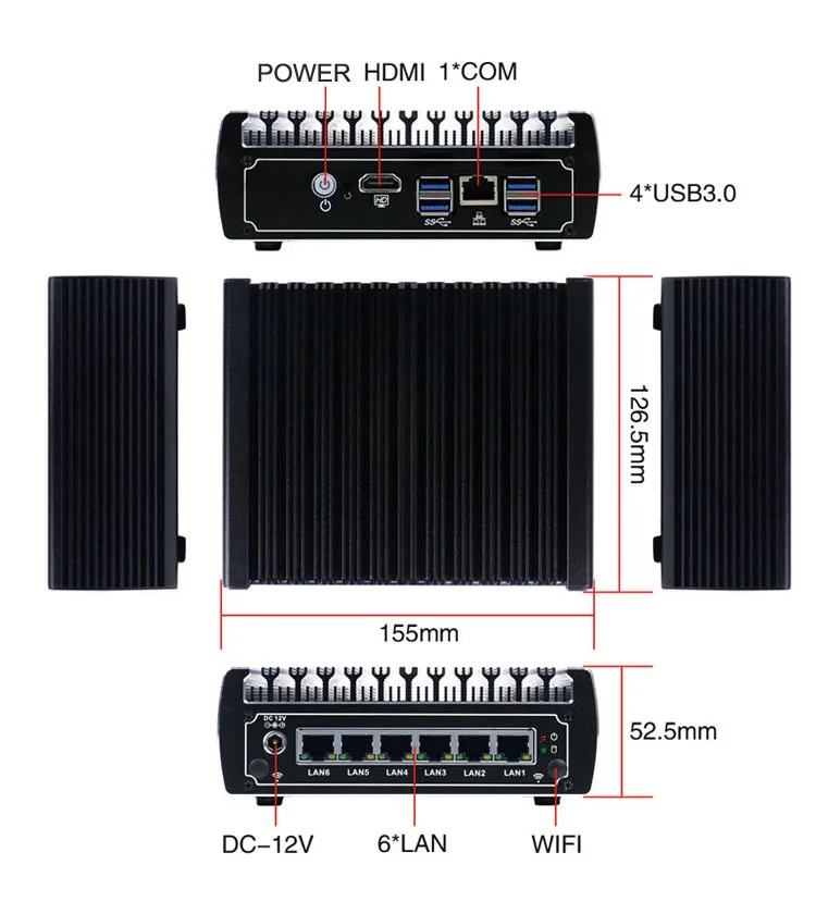 I5 7200U i3 7100U Celeron 3865U мини ПК без вентилятора компьютера AES NI Pfsense 6 * сетевая карта Intel