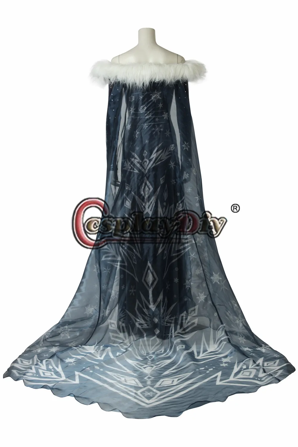 CosplayDiy Олафа Приключения принцессы платье Эльзы взрослых Queen Хэллоуин Карнавальный костюм с рождественским рисунком Эльза зима Велет платье плащ