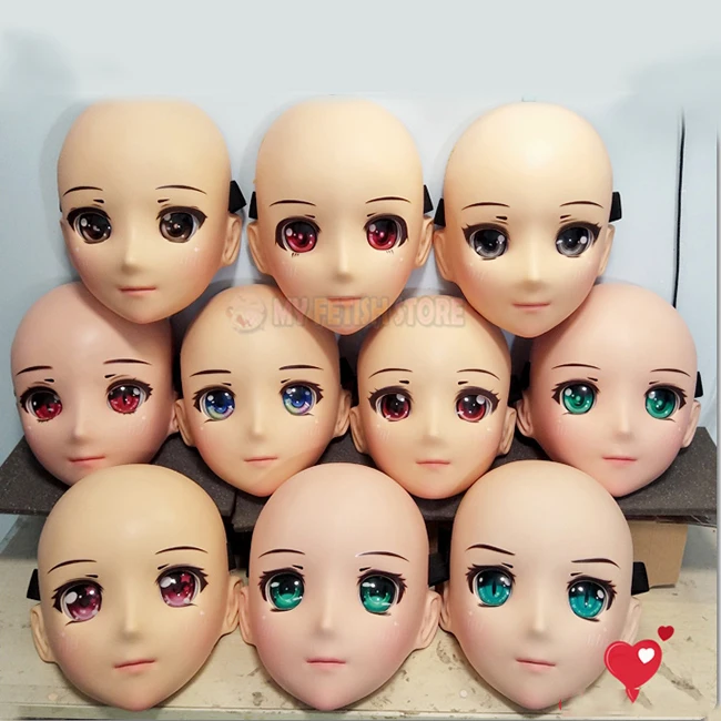 (XiaoJiang7) Женская милая девочка резиновая полуголовая маска кигуруми с BJD глазами