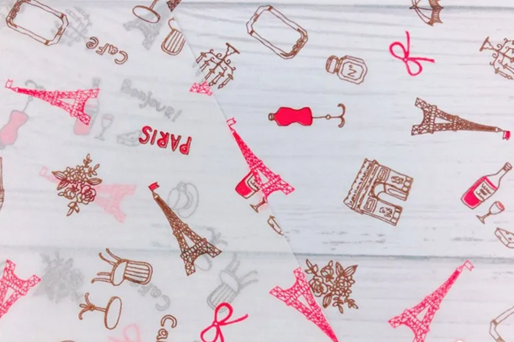 

25x35cm 100pcs/Set paris cafe printing Wax Paper, Food sandwich Wrapping Paper, Greaseproof Baking Paper, Soap Packaging Paper