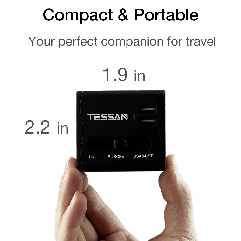 TESSAN все-в-одном Международный адаптер штепсельной вилки 3USB/2USB порты Tpye-C 3,0 порт-Универсальный адаптер переменного тока для США/ЕС/Австралии/Великобритании