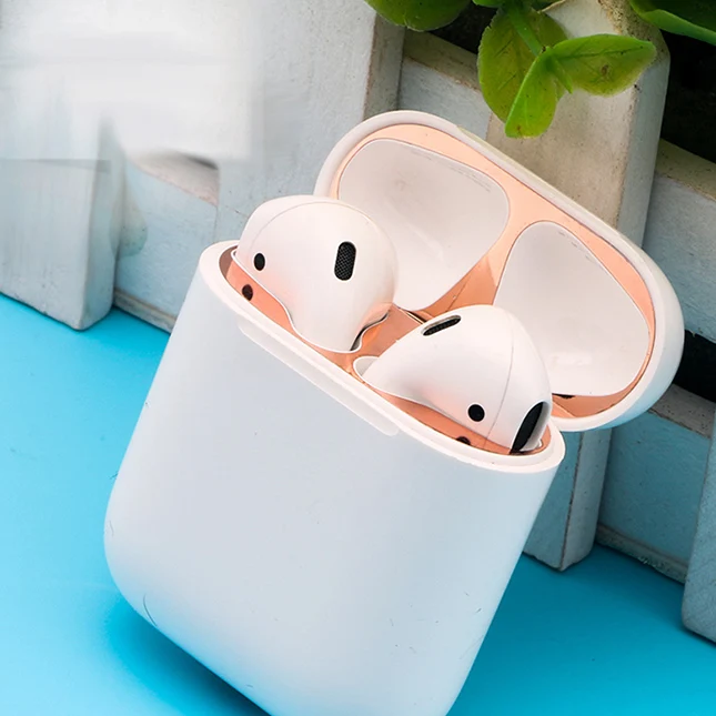 Ультратонкая металлическая Пылезащитная наклейка для AirPods защитная наклейка для Apple airpods - Цвет: Rose