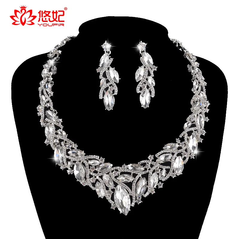 Нежный серебристого цвета Свадебные Ювелирные наборы для невест вечерние