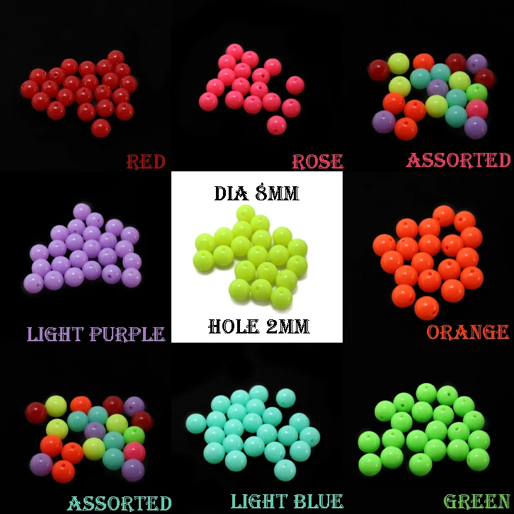 NiceBeads горячая распродажа 8 мм 100 шт./лот 7 видов цветов Акриловые Свободные DIY