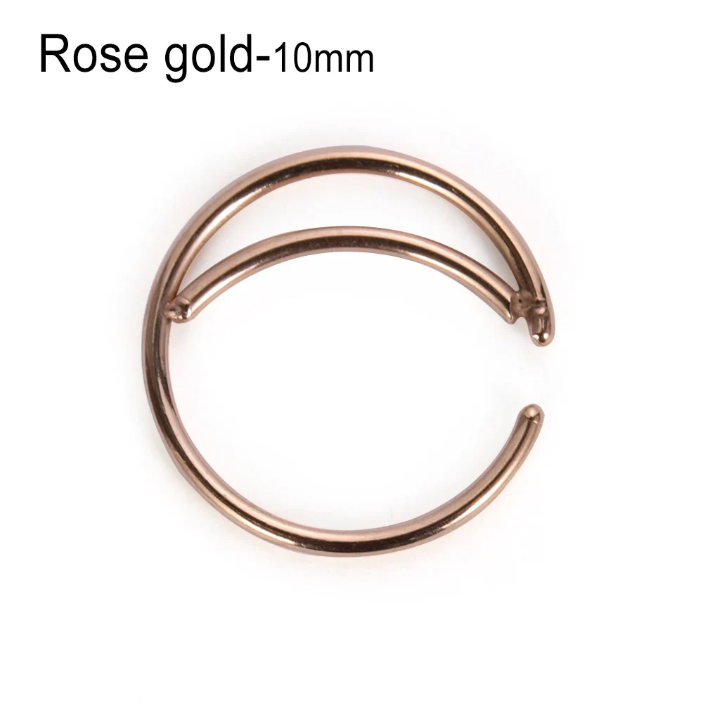 Rose gold 10mm 1 шт 8/10 мм модная нержавеющая сталь луна нос кольцо индийский Нос Кольца для пирсинга перегородки носа кольца для носа пирсинг малые ювелирные изделия аксессуары 5 цветов - Окраска металла: Rose gold 10mm