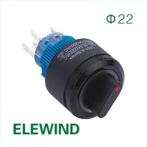 Селекторный переключатель ELEWIND с круглым кольцом 22 мм подсветкой (5/21/R/12 В/IP65)|switch