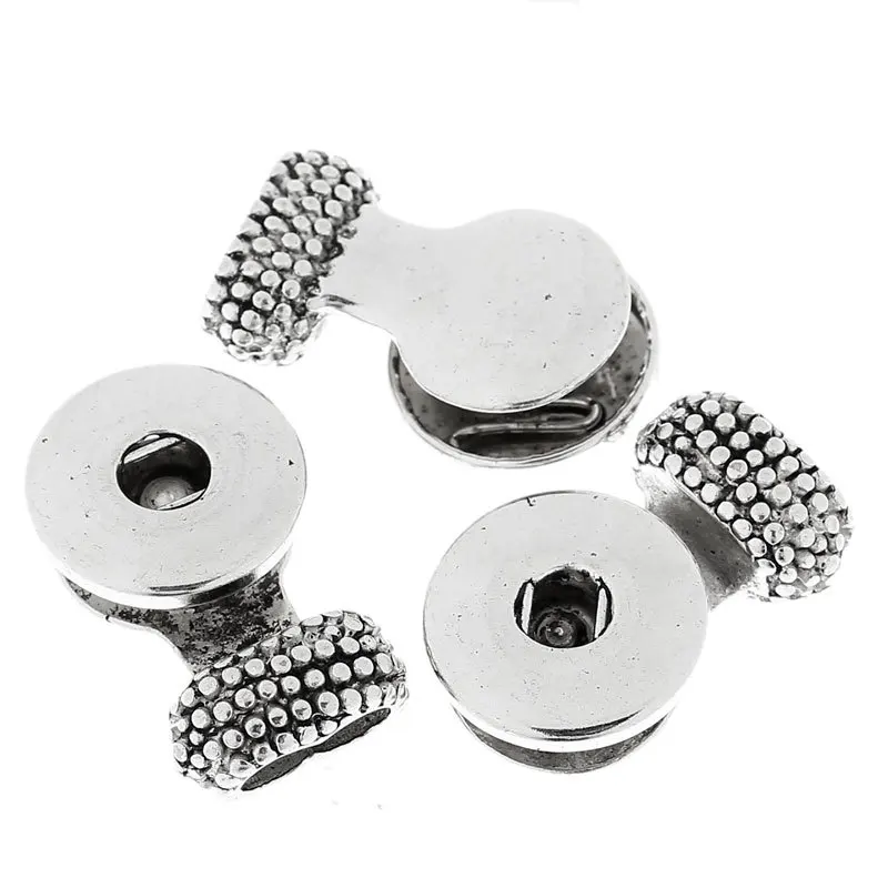 

5 Sets Tip Snap End Caps Fit 18mm Snap Press Buttons Bracelets DIY Necklaces Making Antique Silver Tone Metal 31x19mm 17x7mm