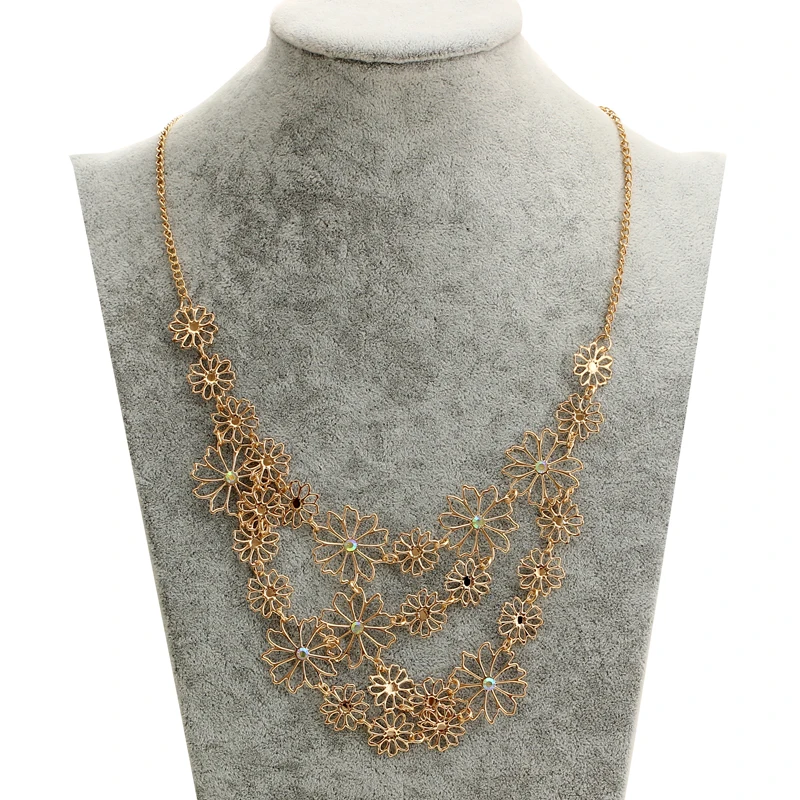Hesiod Vintage Bohemian Multi-layer Hollowed Flower Necklace for Women image 3