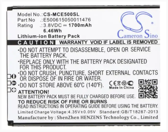 Аккумулятор Cameron Sino 1700 мАч для мобильного телефона MOBISTEL Cynus E5 E5 4G E500615050011476, аккумулятор для смартфона