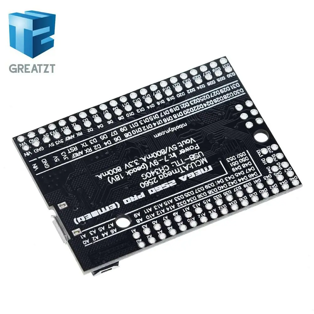 GREATZT Mega 2560 PRO MINI 5 В(встраивание) CH340G ATmega2560-16AU с наконечниками, совместимыми с arduino Mega 2560