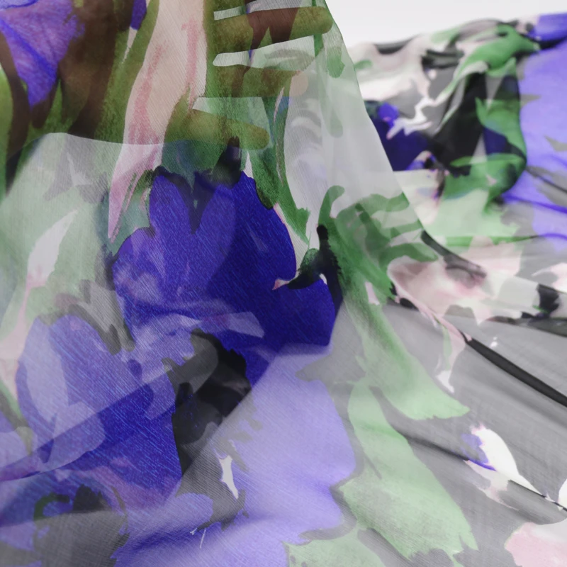 Супер предложения! Чистый шелк шифон креп материал большие цветы шелковая ткань