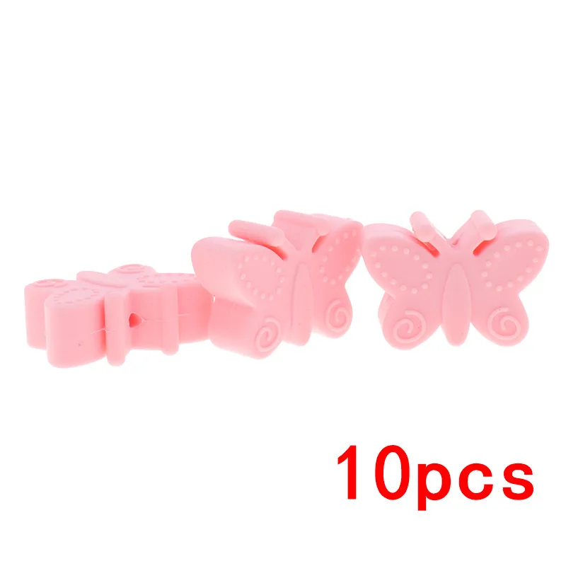 B- 35 Candy Pink 10 шт. мини-бабочка силиконовые в форме цветка детский прорезыватель из бисера BPA бесплатно младенческой кусаться Цепочки и ожерелья аксессуар DIY новорожденных зубные кольца для детей игрушка - Цвет: B- 35 Candy Pink