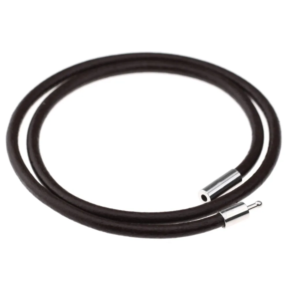 Новая застежка из нержавеющей стали 3 мм тонкий шнур натуральной кожи цепочка