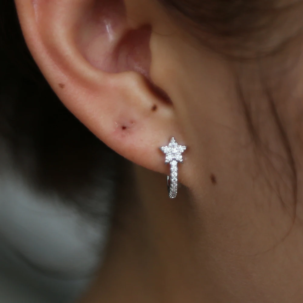 J shape серьги-гвоздики micro pave cz звезда Новое поступление Высокое качество с фабрики элегантность милая девушка Рождественский подарок