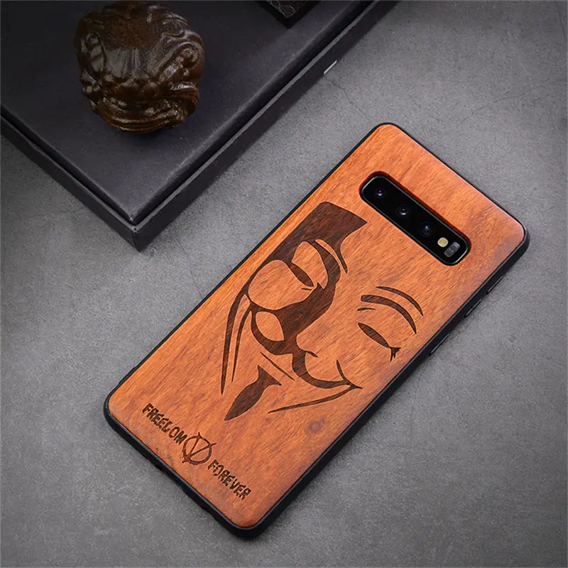 color 2 Заказной резной чехол для samsung galaxy s10 plus, тонкая деревянная задняя крышка, чехол из ТПУ для samsung s10, samsung s10 plus, чехол для телефона s - Цвет: color 2