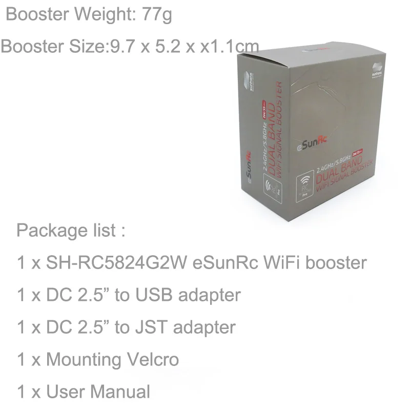 Sunhans eSunRC 2 4 ГГц и 5 8 IEEE 802 11/a/n/b/g двухдиапазонный 2000 МВт 33dBm UAV усилитель сигнала Wi-Fi |