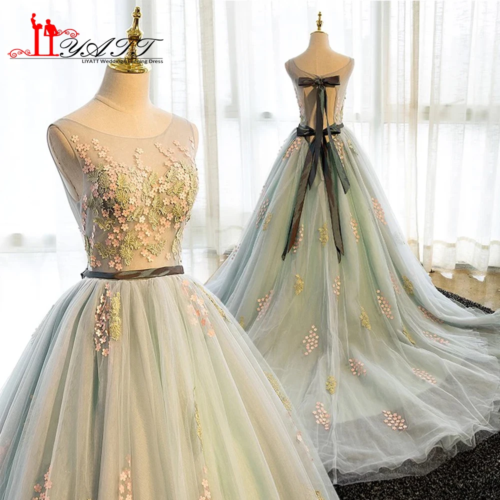 Vestidos de formatura 2017 настоящая фотография Новая коллекция зеленое с аппликацией