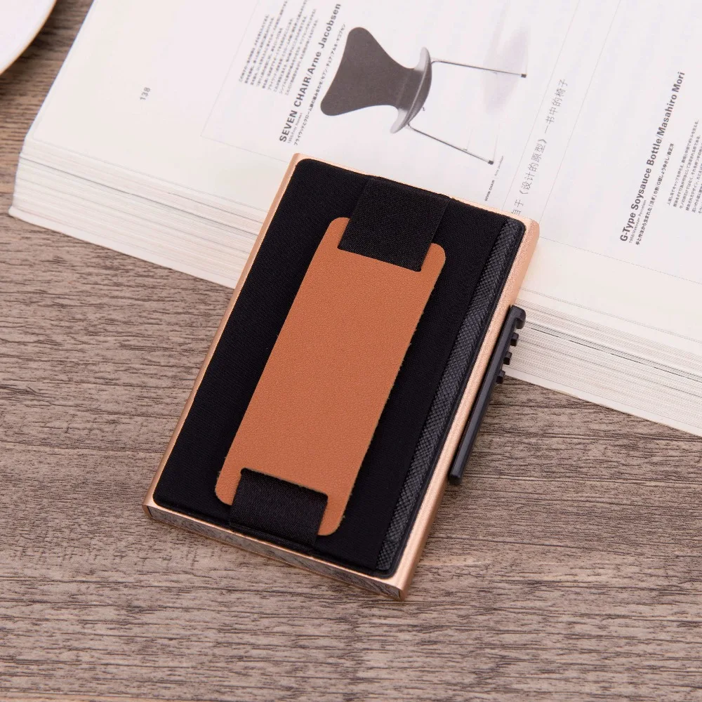 Бизнес Алюминиевый футляр для карт мужской модный RFID кошелек всплывающий парча продукт держатель карт высокое качество путешествия бандаж RFID чехол
