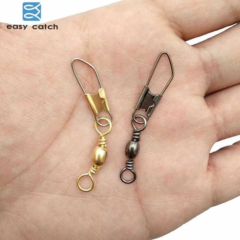 Easy Catch 20 шт. баррель рыболовный вертлюг с защитной защелкой золотой черный