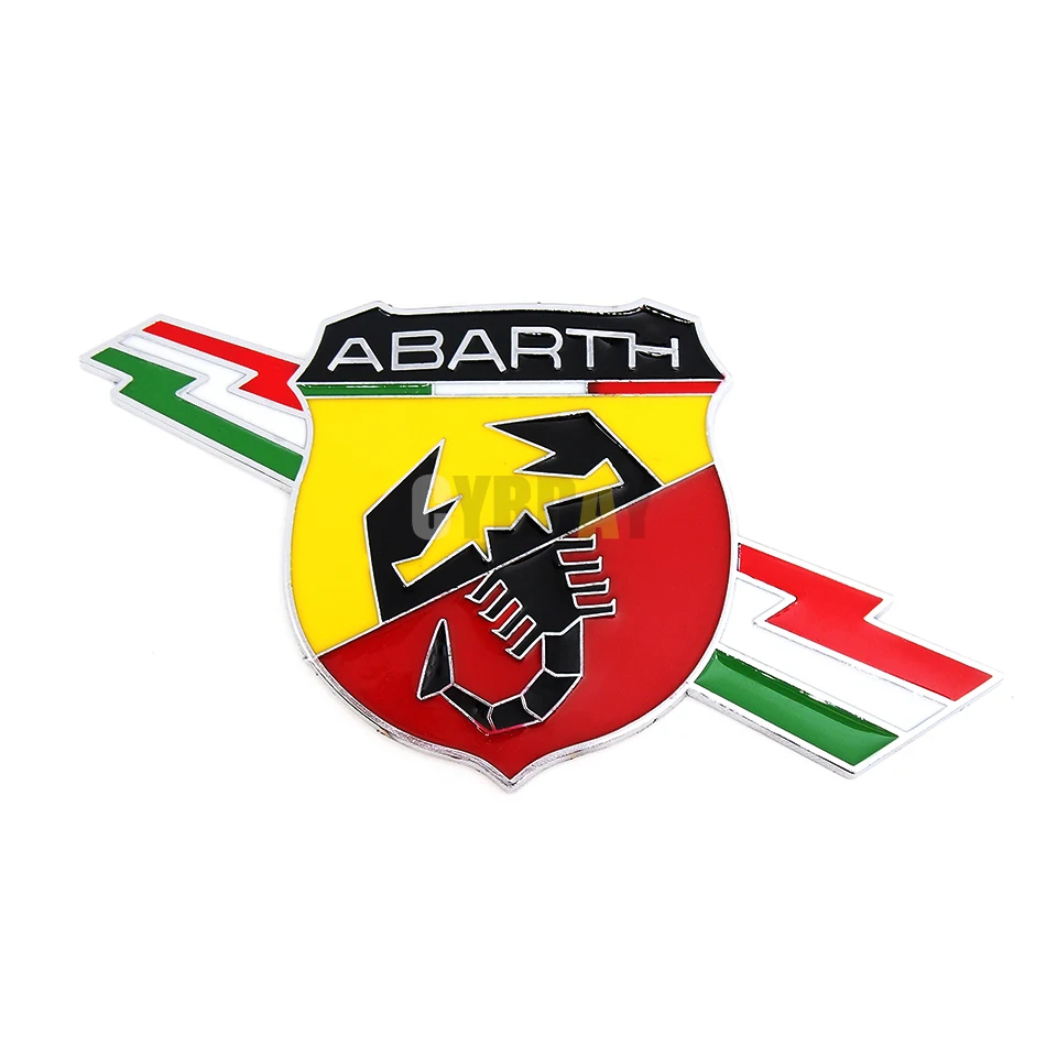 

2pcs/lot 3D Metal Car Chromed Emblem Decal Fender Sticker 11.5*5.8mm ABARTH Badge For FIAT 124 125 125 500 695 OT2000 Coupe