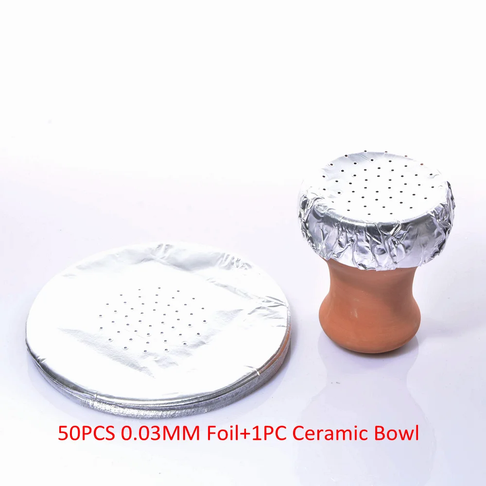 Foil And Bowl Аксессуары для кальяна Красная Глина Керамическая ароматизатор чаша фольга трубка для кальяна Chicha Narguile - Цвет: Foil And Bowl