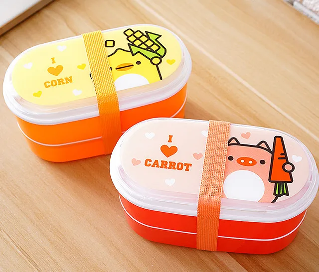 6 цветов мультяшный Портативный Ланч-бокс для микроволновой печи Bento коробки для хранения ланча Детские Ланчбокс экологичный BPA бесплатно