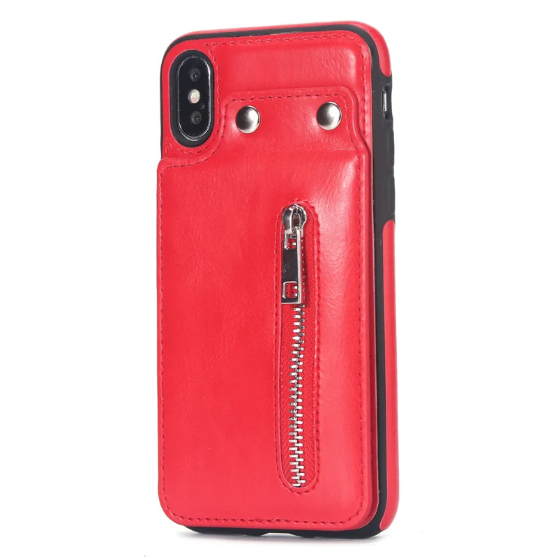 Red Для iPhone X 8 7 6 Plus модный кожаный чехол-бумажник Casae отделения для карт противоударный защитный тонкий Чехол премиум класса XR XS Max - Цвет: Red