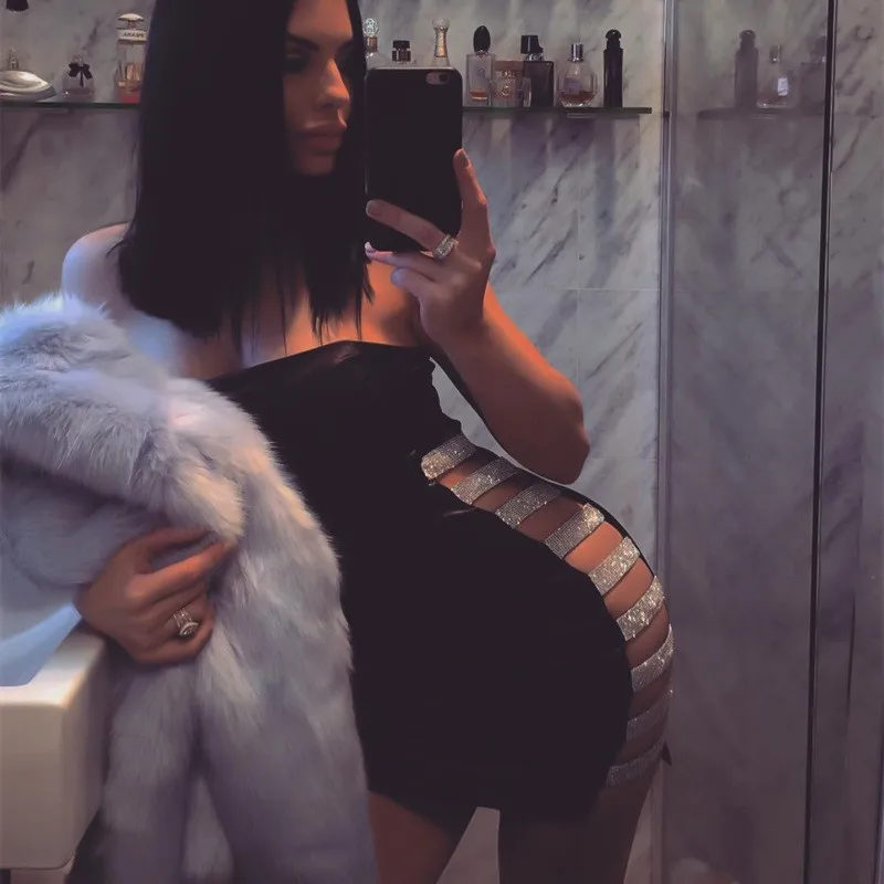 Женское платье с блестками блестящее разрезом ажурное облегающее без бретелек
