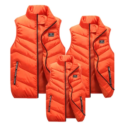 Orange UNIVOS KUNI/ г. Осенне-зимний жилет для всей семьи пальто для мальчиков и девочек, жилет Семейные костюмы для родителей и детей, большой размер 4XL Q6021 - Цвет: Orange