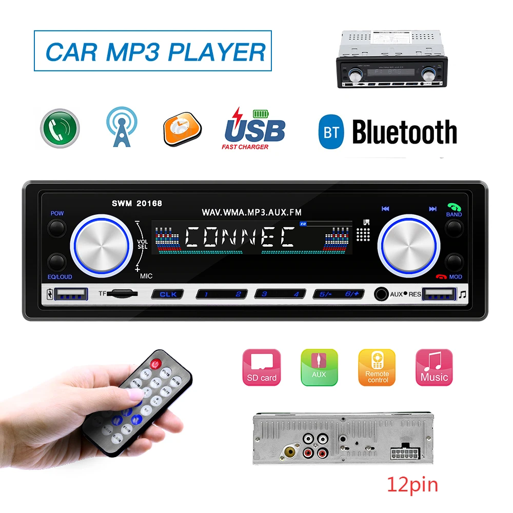 

Radio Car Bluetooth Autoradio Car Stereo Radio FM Aux Input Receiver Audio SDTF USB 12V In-dash 1 din Car MP3 Multimedia Player