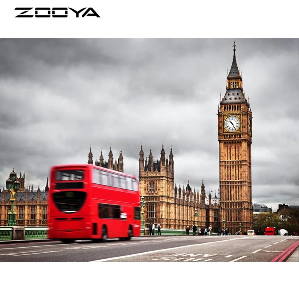 ZOOYA 5D полная Алмазная вышивка Лондонский автобус DIY алмазная живопись наборы для