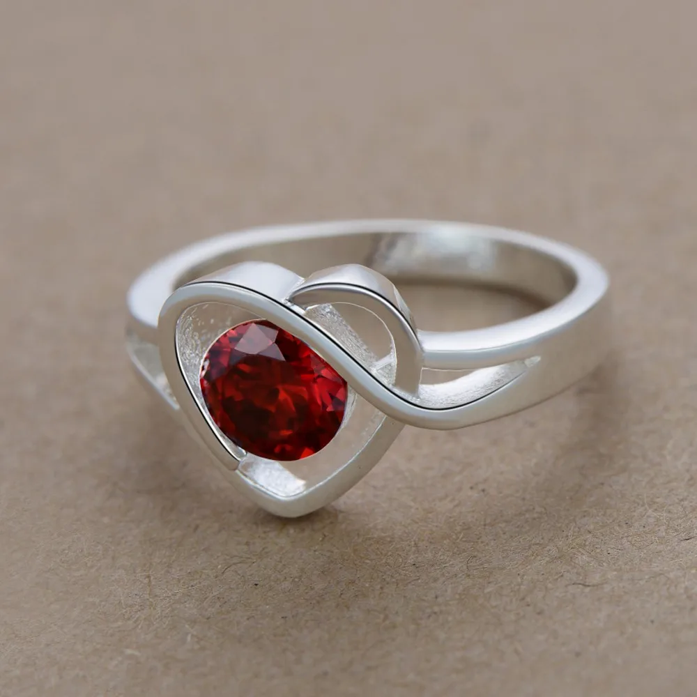 Сердце любовь темно красный циркон Оптовая Продажа 925 ювелирные изделия