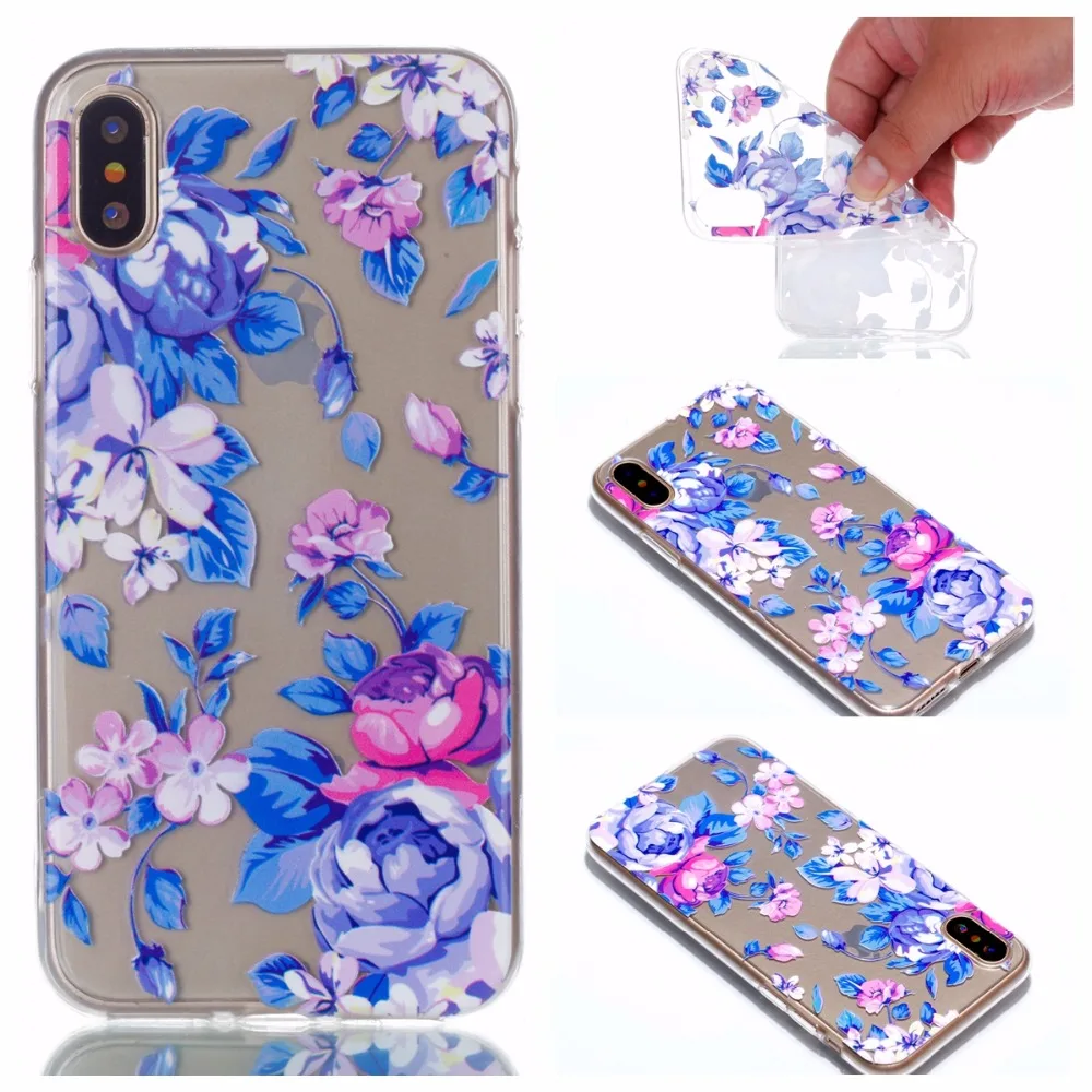 Topwebor цветок чехол для iPhone X с розами ясно силиконовые телефон мешки Обложка 10