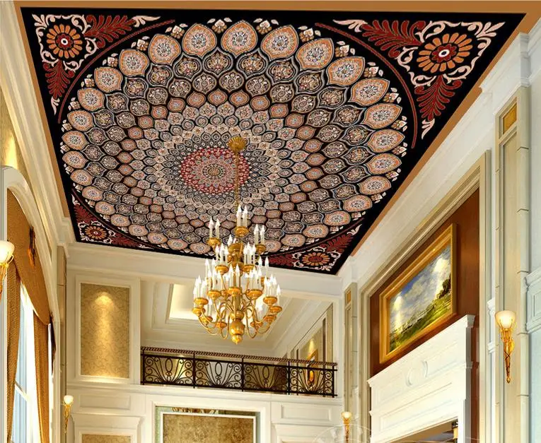 

Европейский модный стиль 3D потолочные фрески обои круг для стен 3 d гостиная спальня фото обои потолок Европа