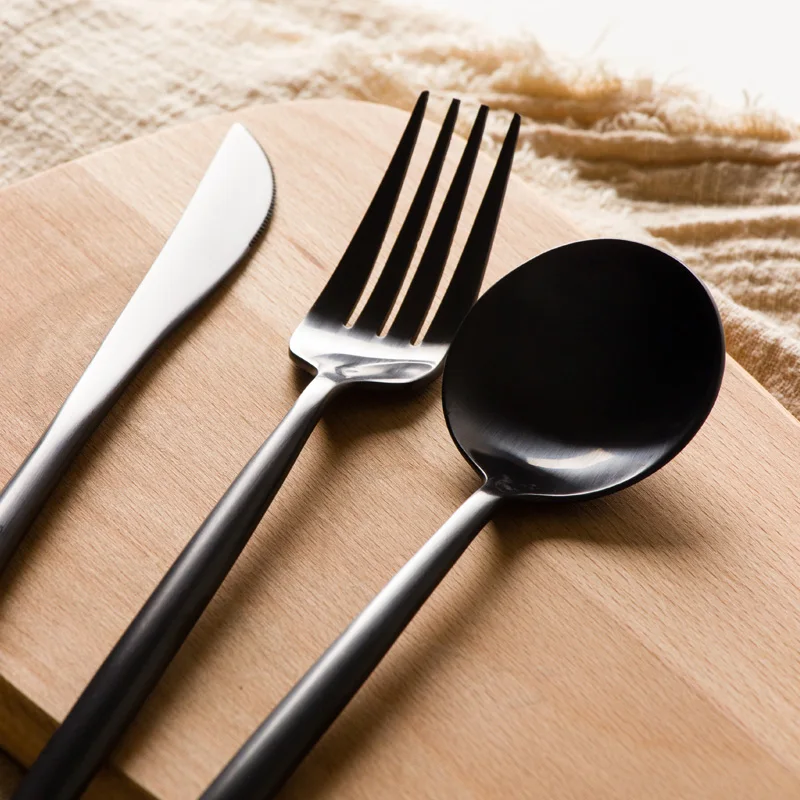 Столовые приборы черные из нержавеющей стали 18/8 4 шт.|black cutlery set|dinnerware setcutlery set |