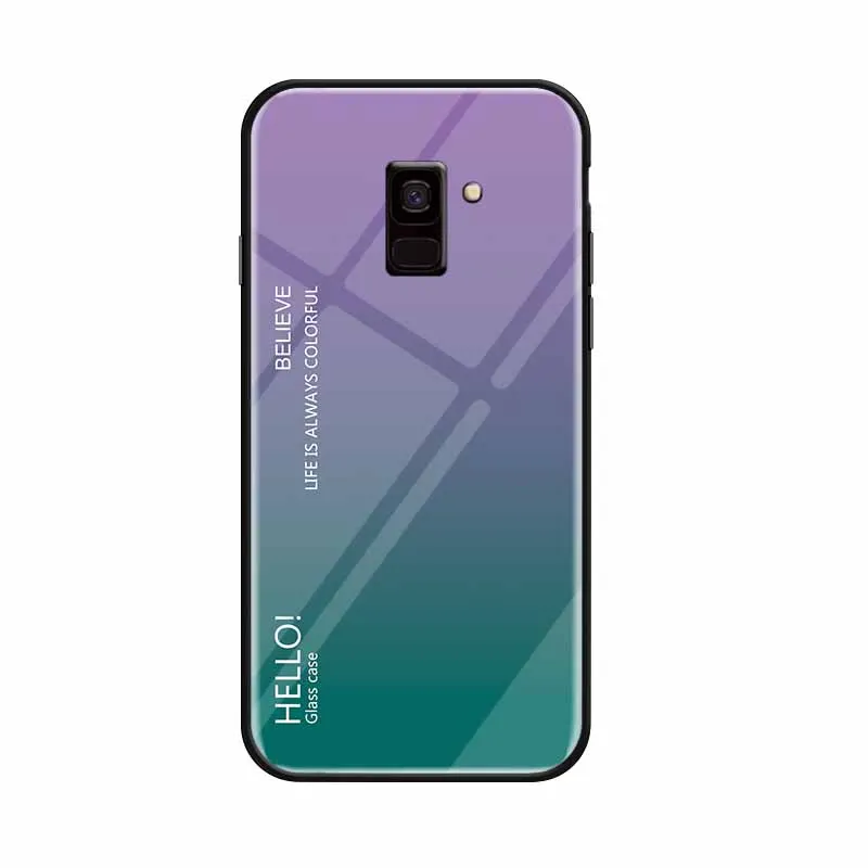 Fundas For Samsung Galaxy A6 2018 Dual SIM SM A600 A600F Gradient Tempered Glass case Plus A605 A605F pop |