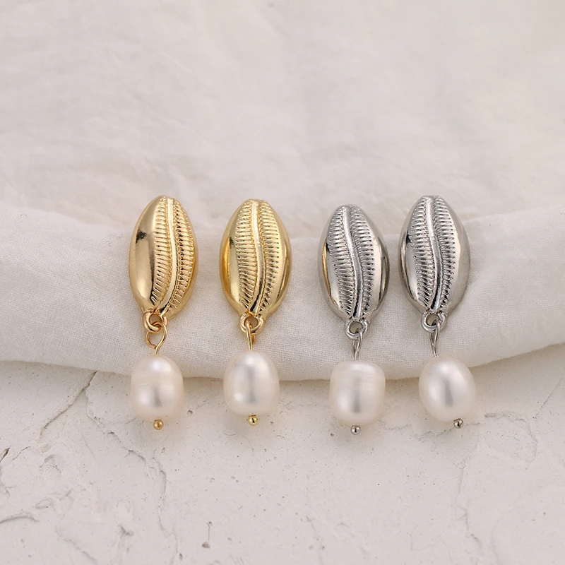 YMYW Fashion Natural Pearls Shell Drop Dangle Trendy Golden Silver Zinc Alloy Metal Earrings boucle d'oreille femme 2019 Bijoux |