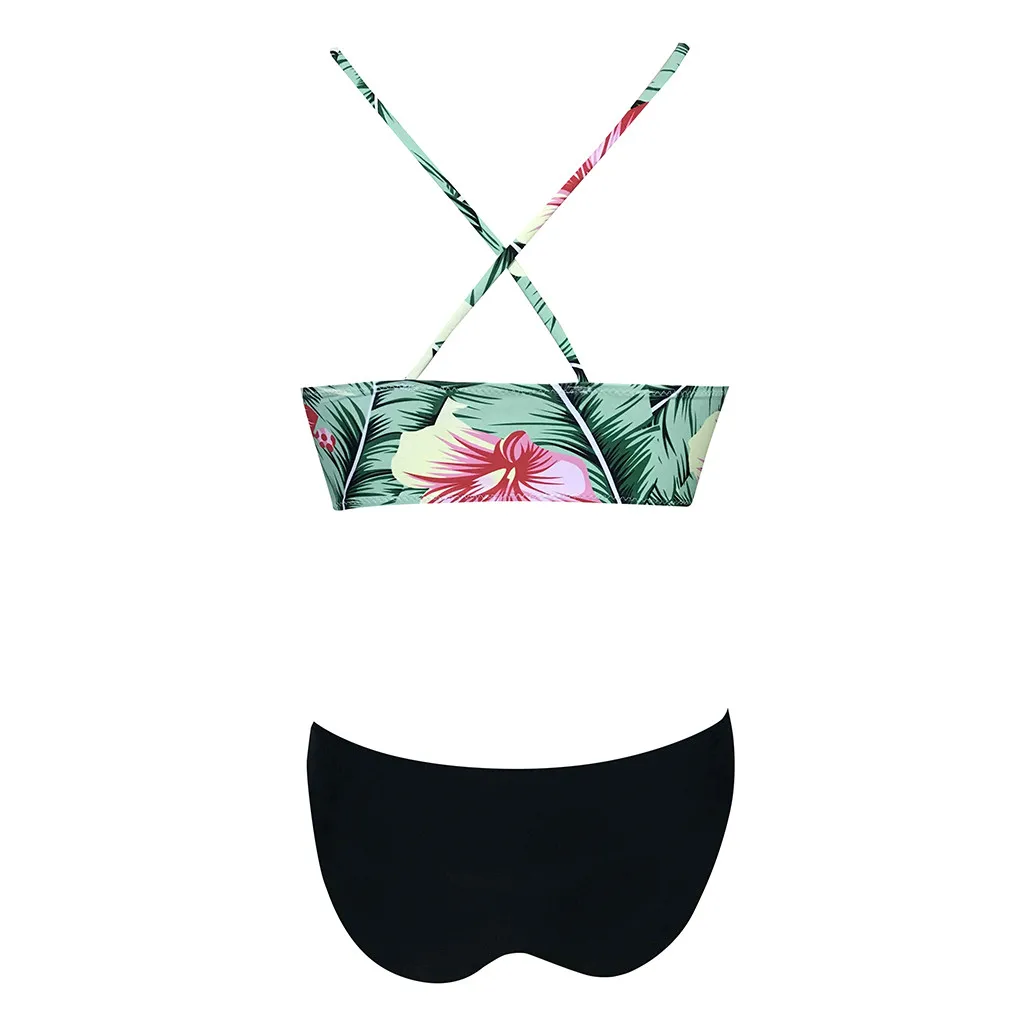 Женский цветочный зеленый черный низ Холтер подкладка пуш ап бюстгальтер с