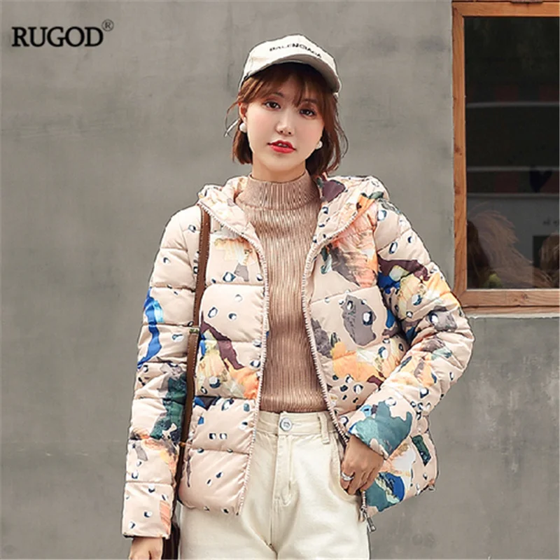 Женская куртка с капюшоном RUGOD Повседневная хлопковая стеганая длинным рукавом и