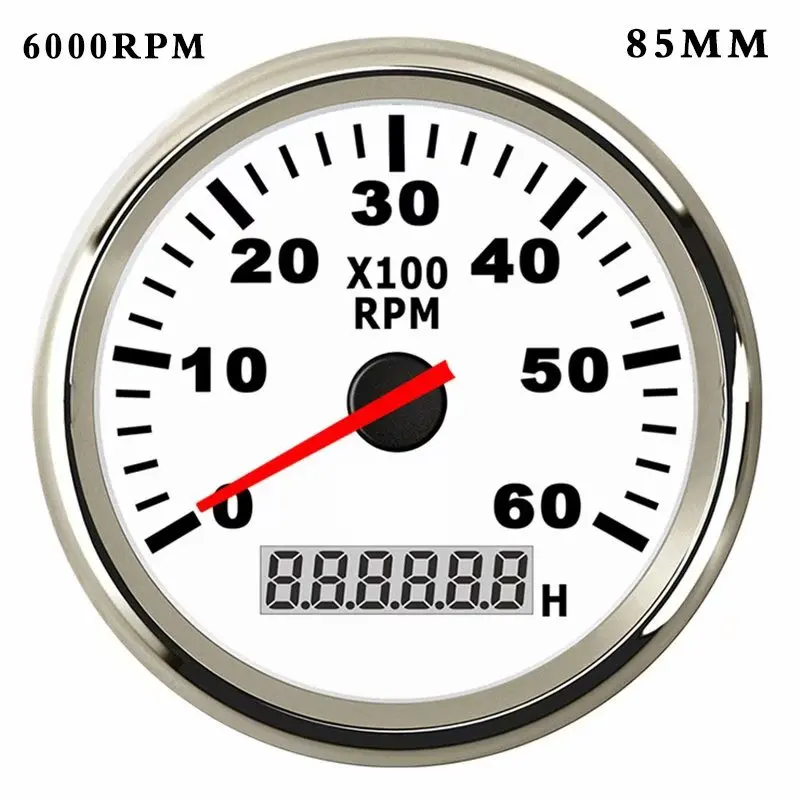 6000 rpm 85 мм/52 мм лодочный тахометр с ЖК-дисплеем 4000/6000/8000 об/мин Тахометр для дизельного бензинового двигателя Морской автомобиль Тахометр - Цвет: 6000 rpm
