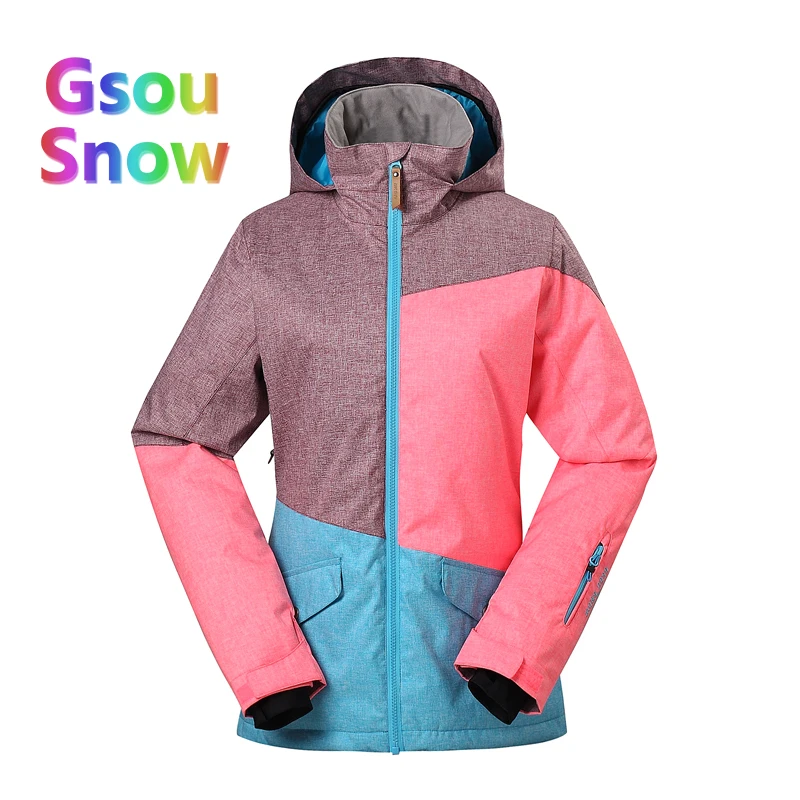 2017 Gsou Sonw Outdoor Sports Winter Women Lattice Snowboarding Warmer Ski Jackets Stripes Waterproof Wave point Skiing Clothing|snowboard
