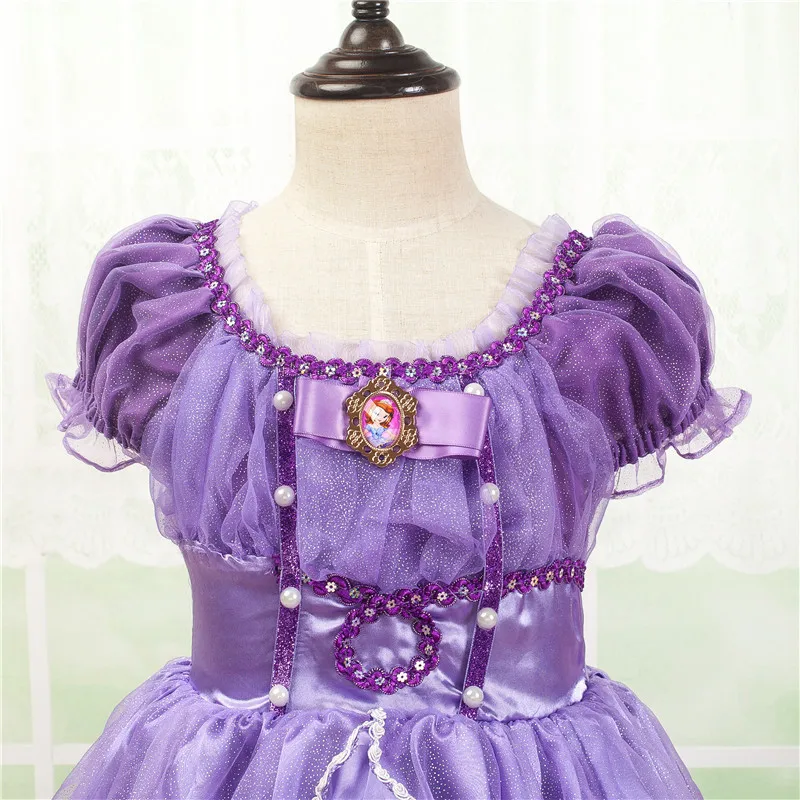 2018 Girls Summer Dresses Princess Sofia Cosplay Costume Children Christmas Kids Birthday Party Purple Fantasy Clothes | Детская одежда