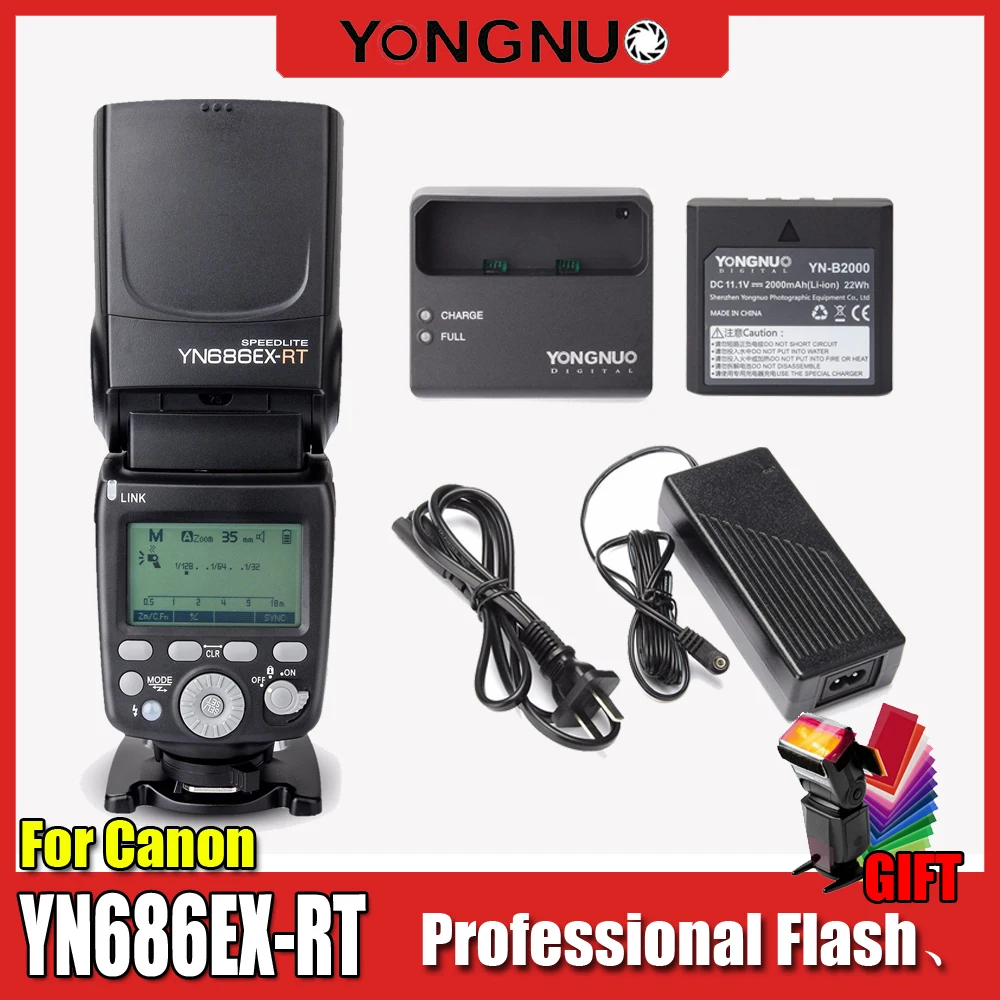 Yongnuo YN686EX RT Вспышка Speedlite с литий ионным аккумулятором 2000 мАч GN60 2 4G беспроводной HSS