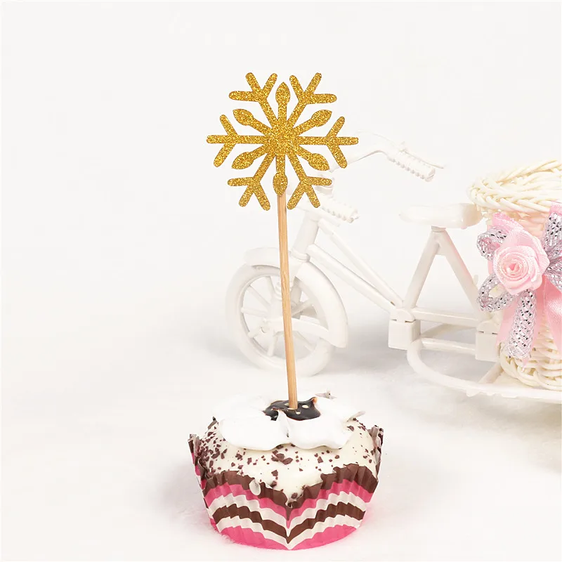 10 шт./лот блеск золота Снежинка Кекс Топпер мультфильм вечеринок Дети мальчик