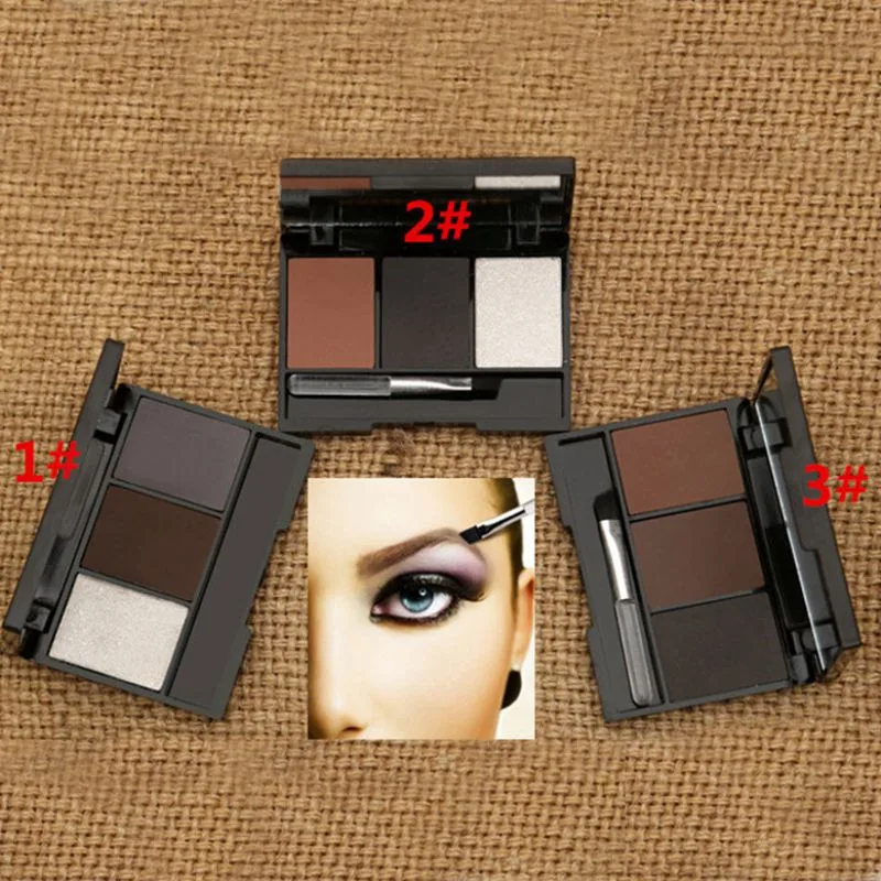 Natural Fashion Pro Kit 3 цвета Порошковые тени для бровей усилитель палитры W Кисть Коричневый Серый усилитель бровей