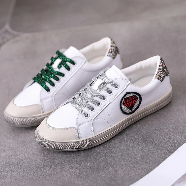 Изысканный персонализированные Дизайн Для женщин обувь 2018 пайетки повседневная