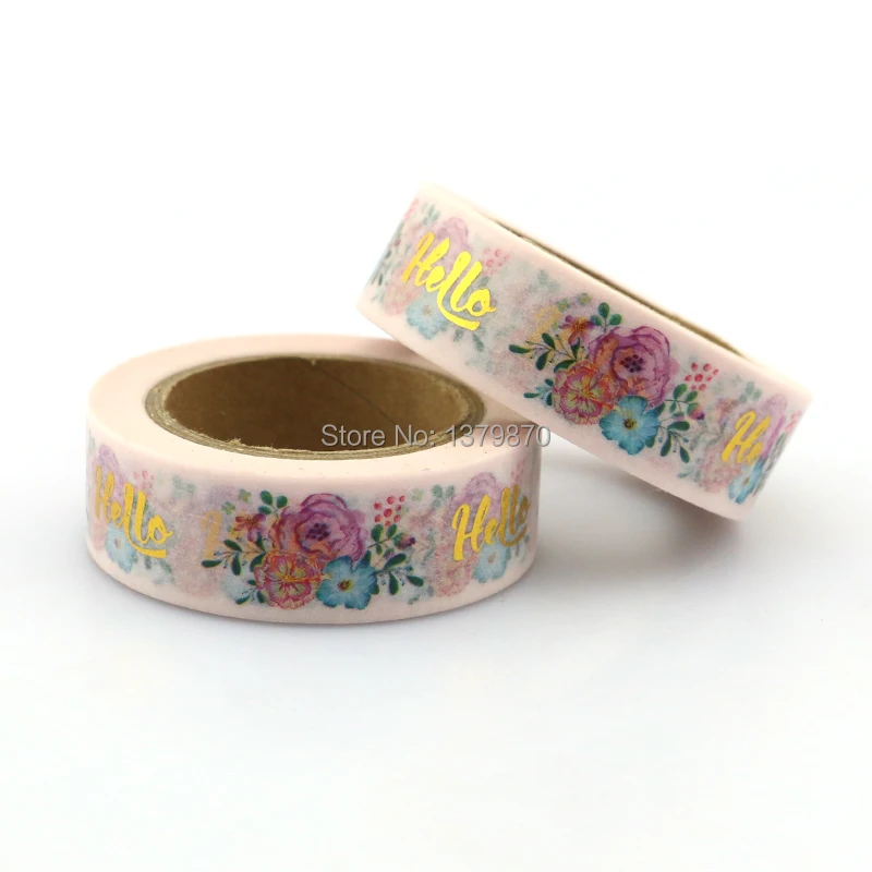

NEW 15mm*10M Flowered Foil Washi Tape Garden- High Quality Paper Adhesive Tape Golden Floral Sticky Paper Tape Masking Tape