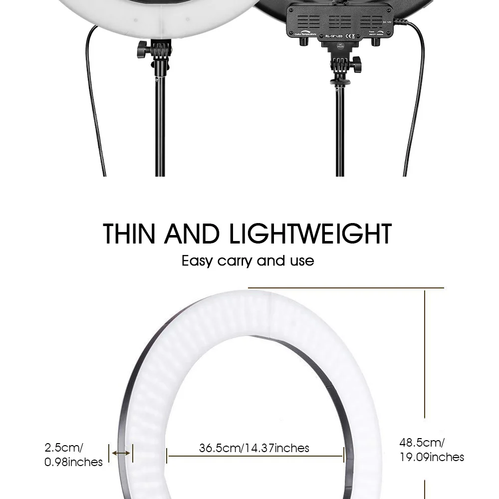 Capsaver RL-18A светодиодный кольцевой светильник двухцветный 3200 K-5500 K CRI90 55 Вт 512 светодиодный s 1" светильник для фотографии ing светодиодный кольцевой светильник для видео YouTube